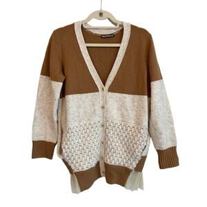 Frapbois Wool Cardigan Sweater Brown Gray